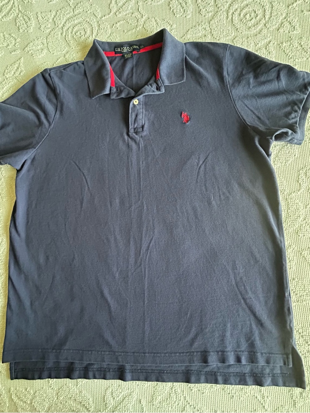 US Polo Assn Polo Shirt Mens XXL Navy Red Pony Logo Cotton Athleisure Casual